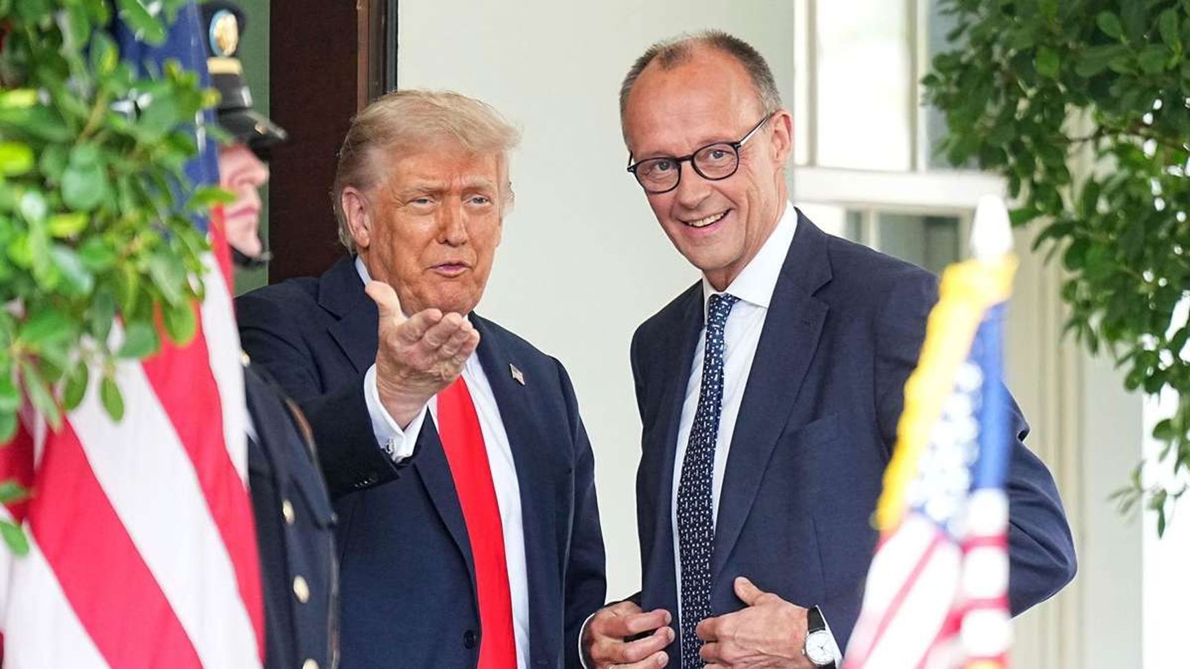 Merz at a meeting with Donald Trump in the United States