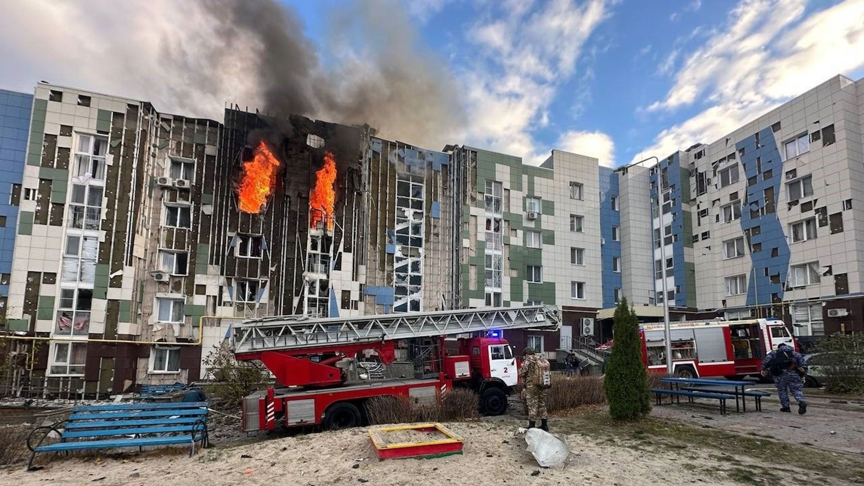 Bombed-out new apartment buildings in Belgorod