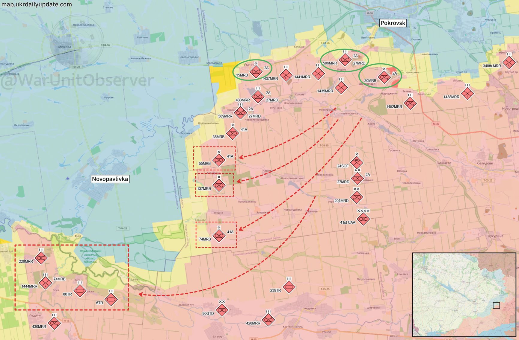 Переброска подразделений ВС РФ от Покровска (до 2016 года — Красноармейск) к админгранице Днепропетровской области