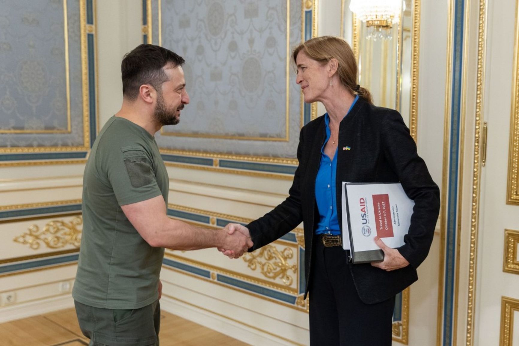 Volodymyr Zelensky's meeting with Biden-era USAID Administrator Samantha Power in Kyiv, 2022