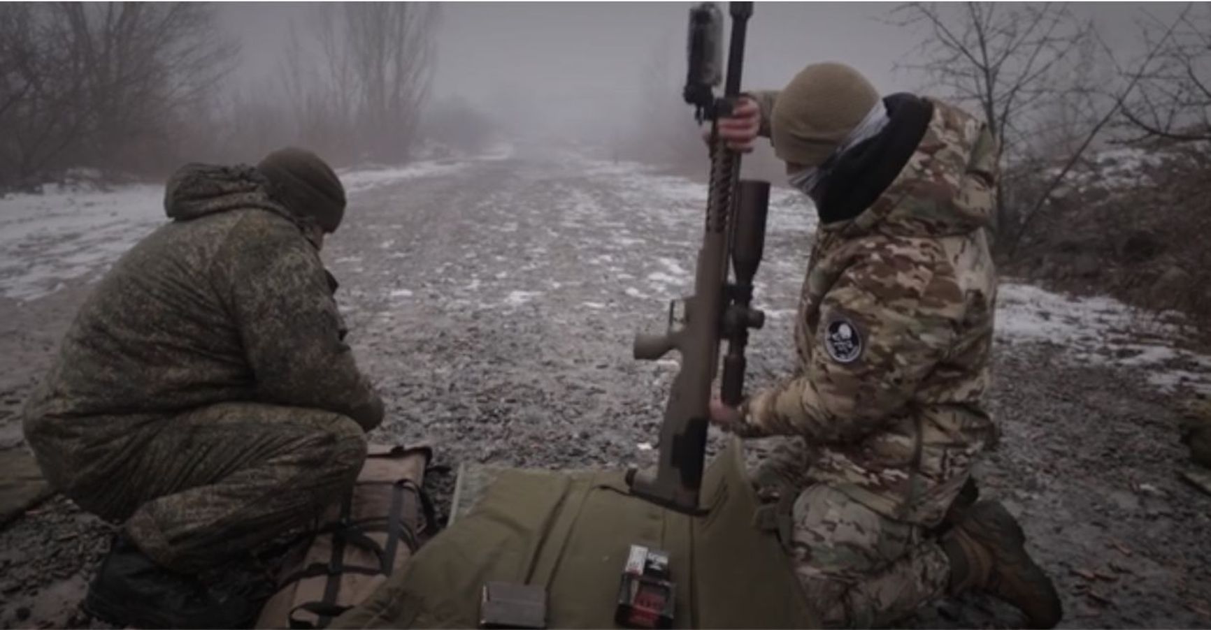 Snipers of the 155th Pacific Fleet Marine Brigade with an American Desert Tech rifle and Hornady ammunition