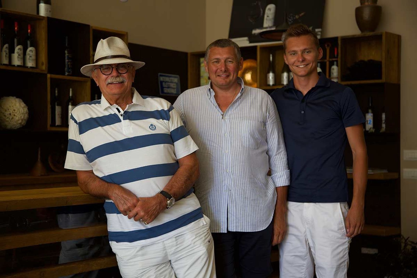 Left to right: Nikita Mikhalkov, Konstantin and Stepan Tuvykin at Tenuta Dodici